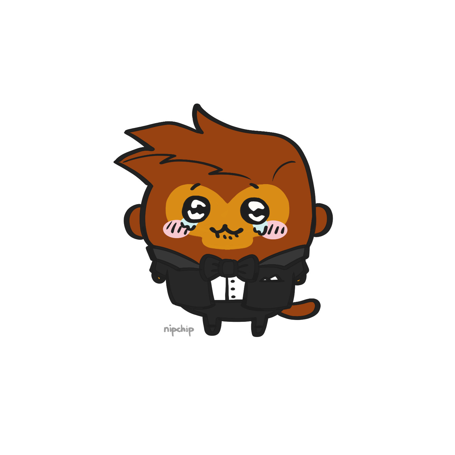 Jericho drawn as Chiikawa, eyes tearful and looking pitiful.